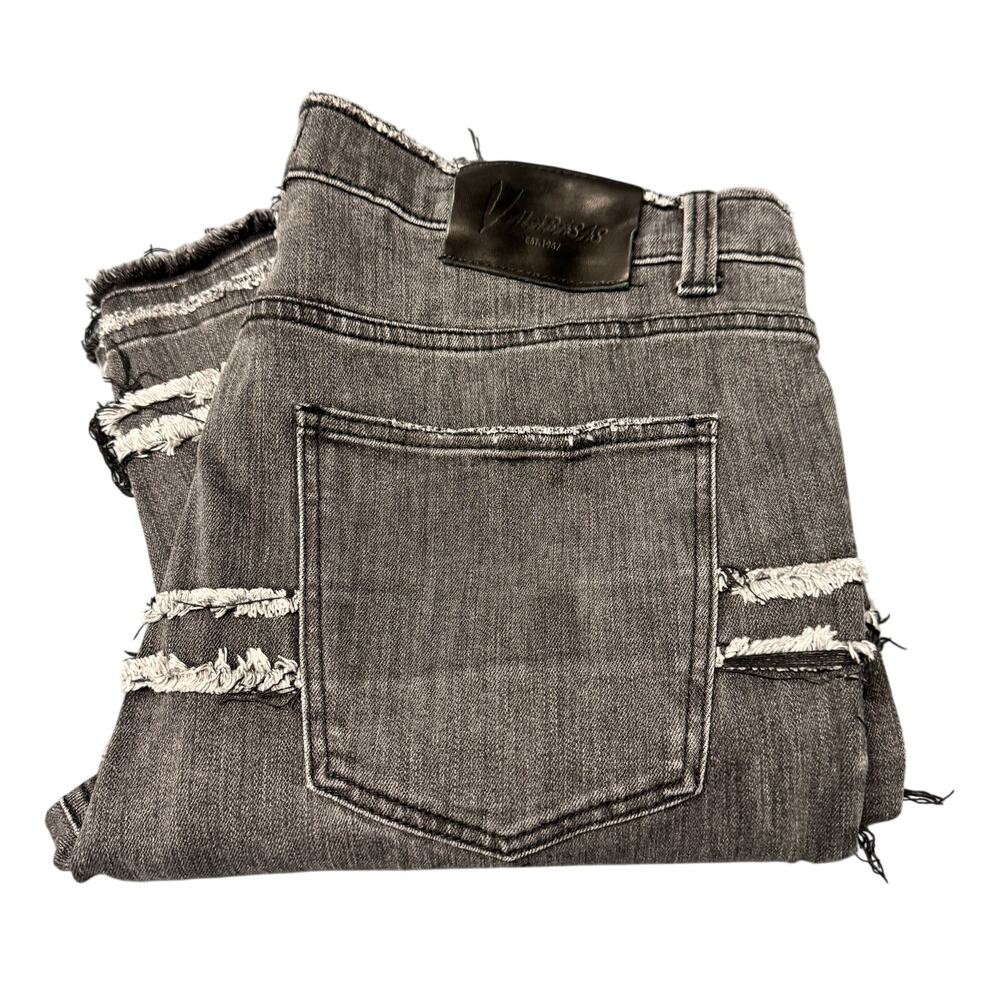 Valabasas Jeans Distressed Stacked Flare‎ Mens 40 (41x36 ACTUAL) Dark Gray Denim